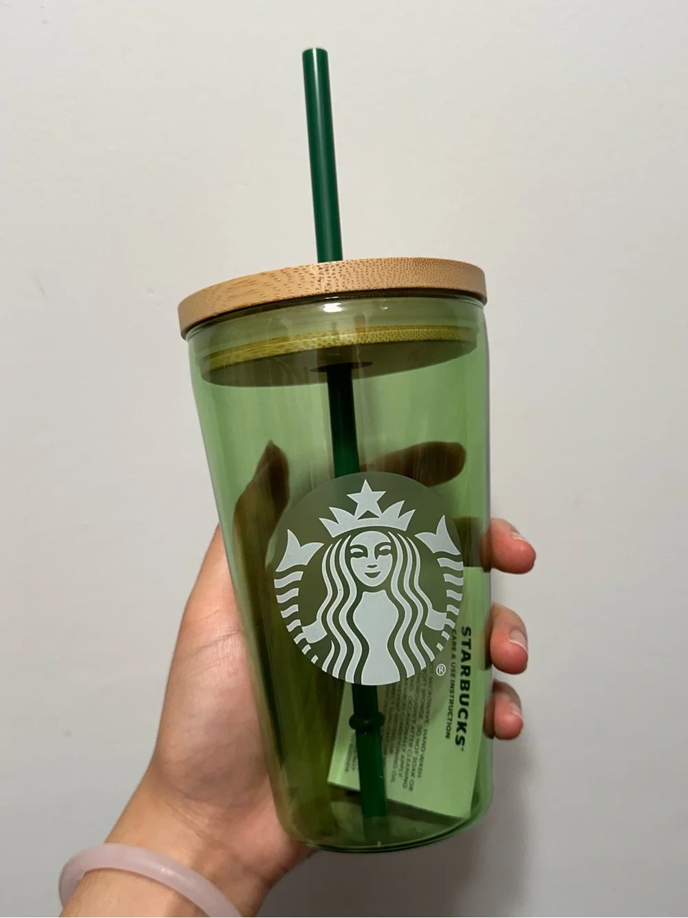 Starbucks Matcha Glass Cold Cup with Bamboo Lid